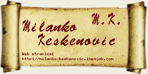 Milanko Keskenović vizit kartica